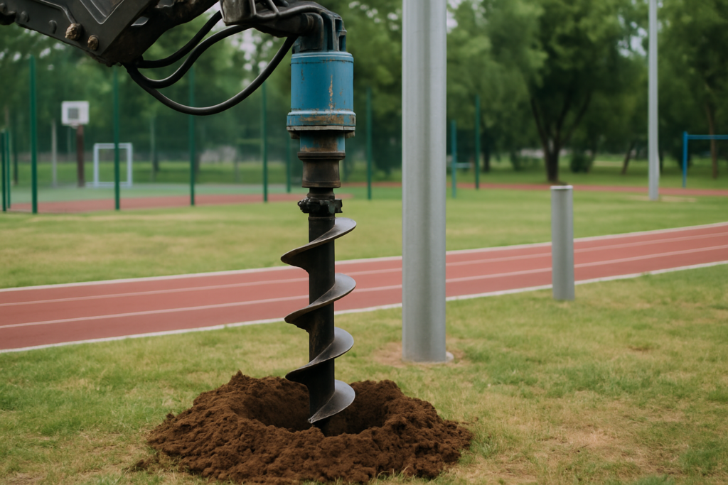 Бурение под столбы освещения: глубина, диаметр и особенности работы во дворах и на спортплощадках