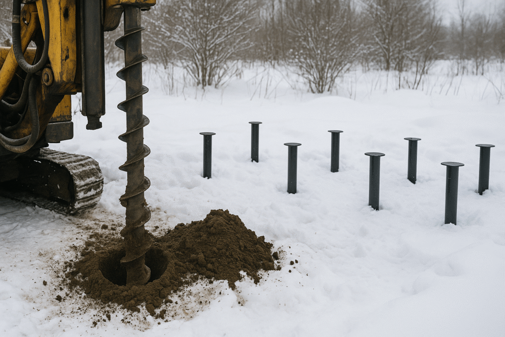 Бурение зимой: как мороз и промерзание грунта влияют на установку столбов и свай