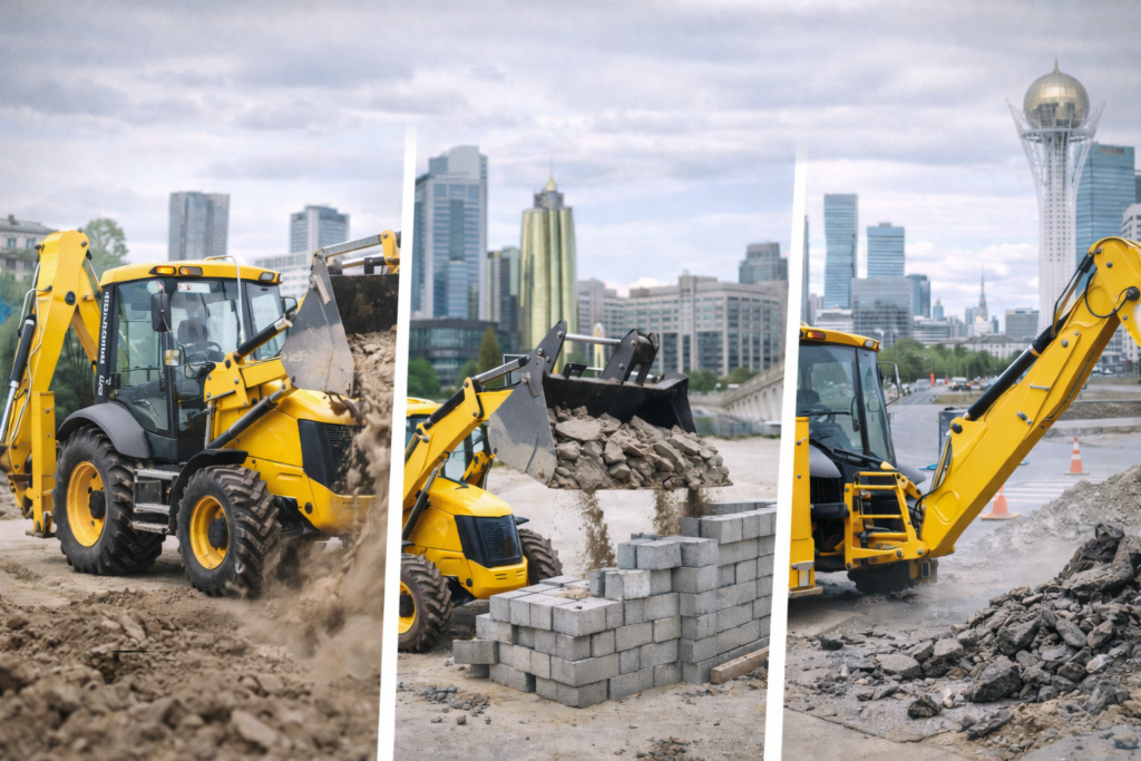 Аренда экскаватора-погрузчика в Астане: какие работы можно закрыть одной машиной
