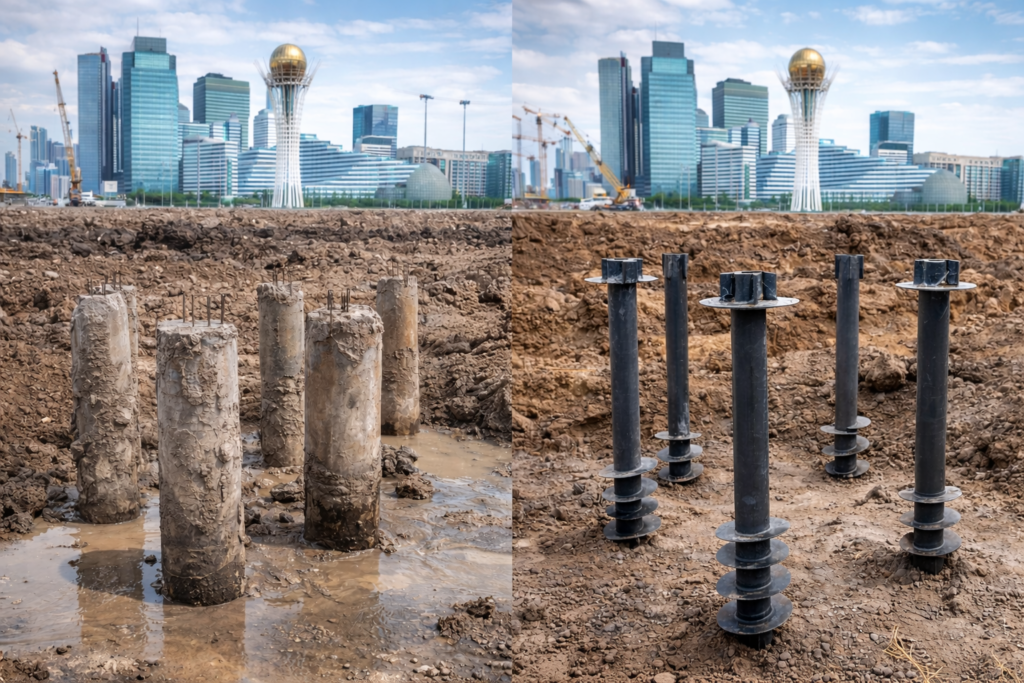 Буронабивные сваи vs винтовые сваи: что лучше для Астаны