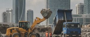 Вывоз строительного мусора в Астане — погрузка экскаватором и вывоз самосвалом